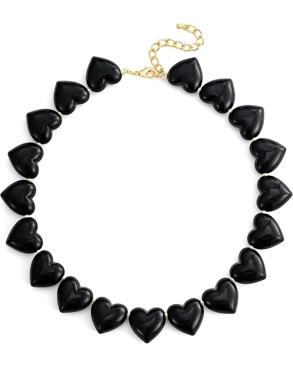 Black Heart Beaded Choker Necklace